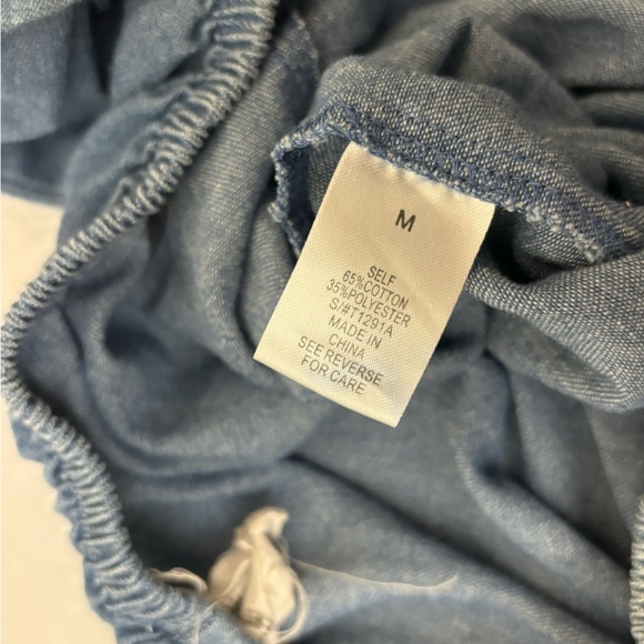 Better Be Jean 3/4 Sleeve Crop Top Women’s M Denim Raw Hem Elastic Chest F1 - Picture 5 of 5